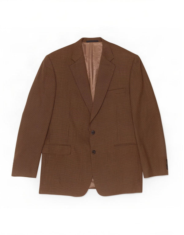 Burberry Mens 2 Button Blazer Jacket UK 44 Large Brown Houndstooth Wool