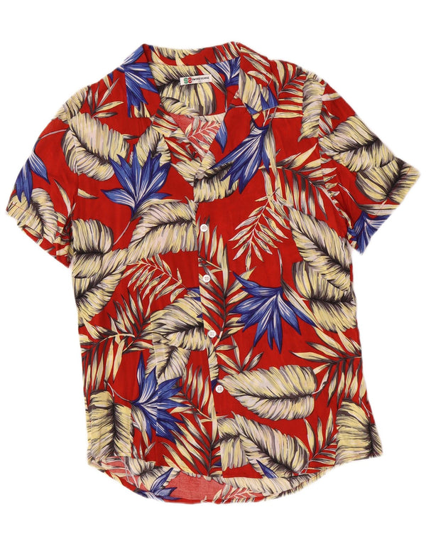 Camicia hawaiana a maniche corte da uomo vintage grande rayon floreale rosso