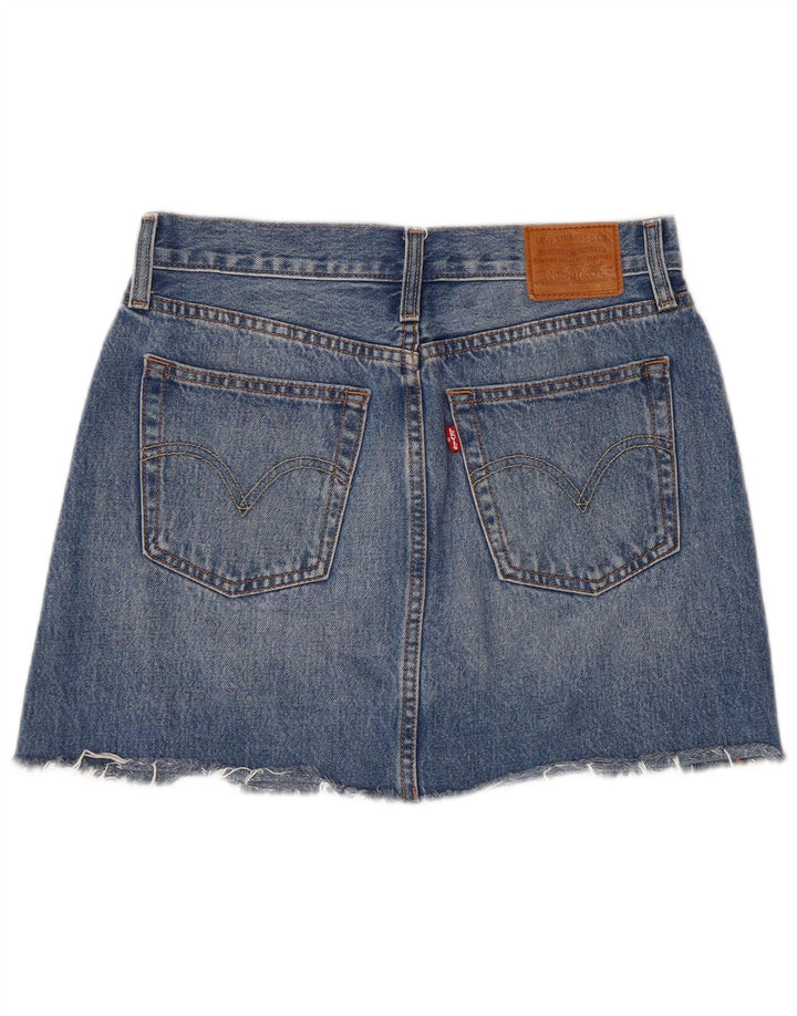 Mini gonna di jeans da donna Levi's W27 piccola in cotone blu