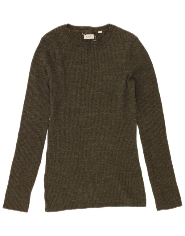 Maglione maglione con scollo a barca da donna Fat Face UK 12 Cotone chiazzato color kaki medio
