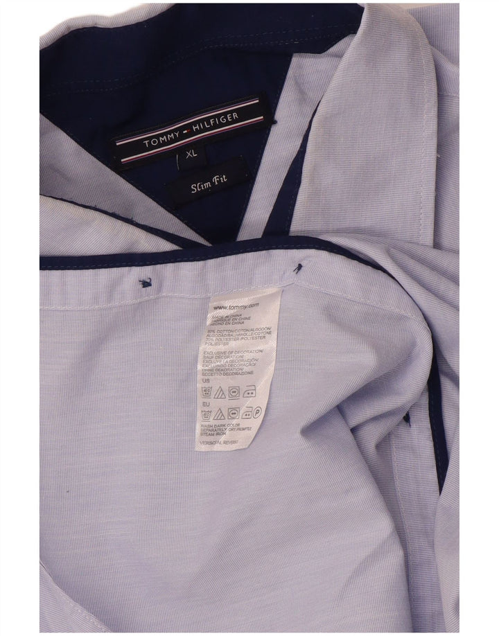 Camicia slim fit da uomo Tommy Hilfiger XL in cotone blu