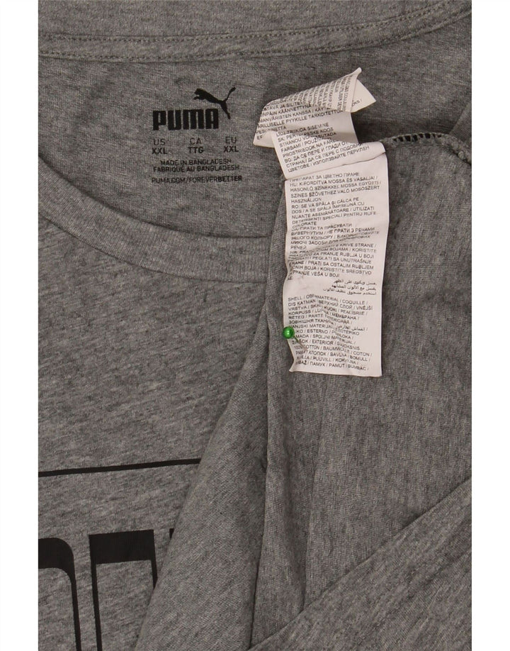 T-shirt grafica da uomo Puma Top 2XL in cotone grigio