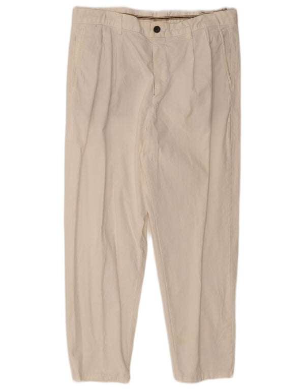 Pantaloni chino con pegging da uomo Zara EU 44 Large W34 L26 Bianco