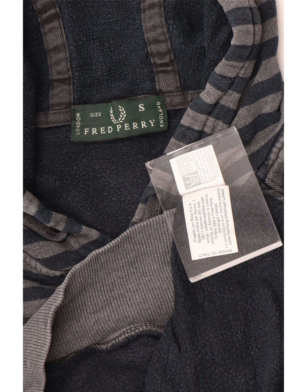 Felpa con cappuccio da uomo Fred Perry piccola in cotone a righe grigie
