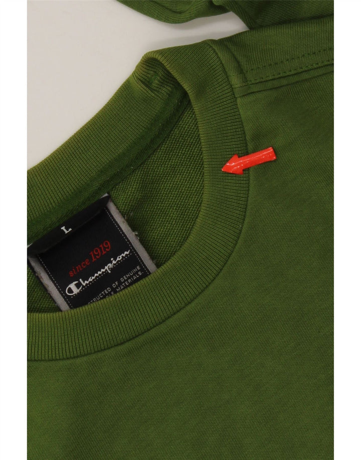 Felpa grafica da uomo Champion, maglione grande, cotone verde