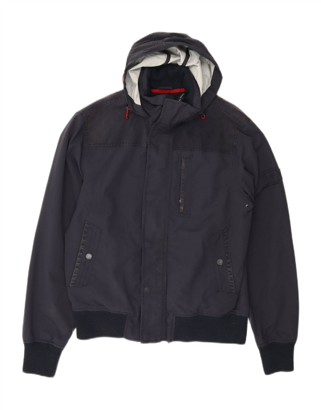 Giubbotto bomber con cappuccio da uomo Fat Face UK 36 piccolo poliestere blu navy