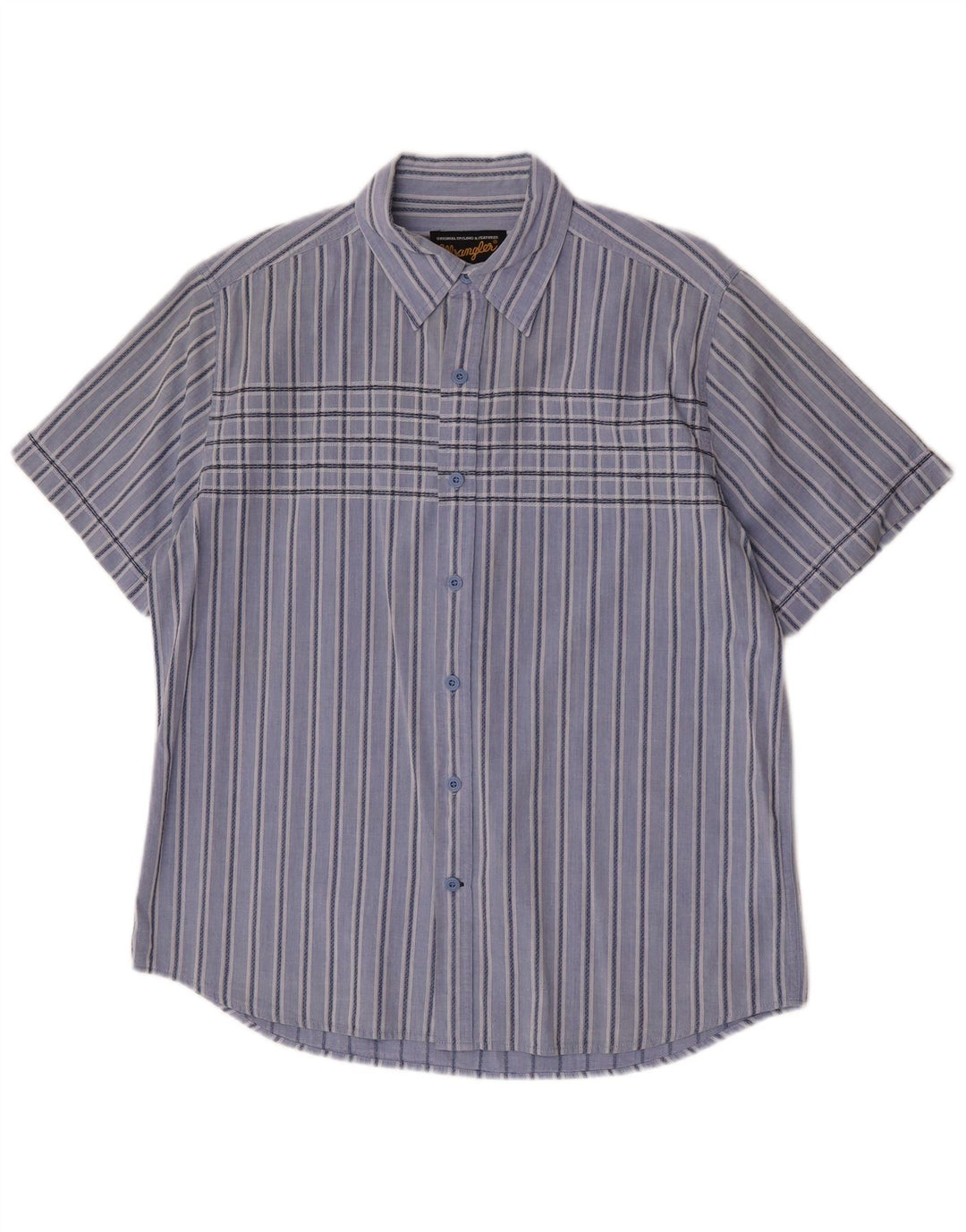 Camicia a maniche corte da uomo Wrangler in cotone a righe grandi blu