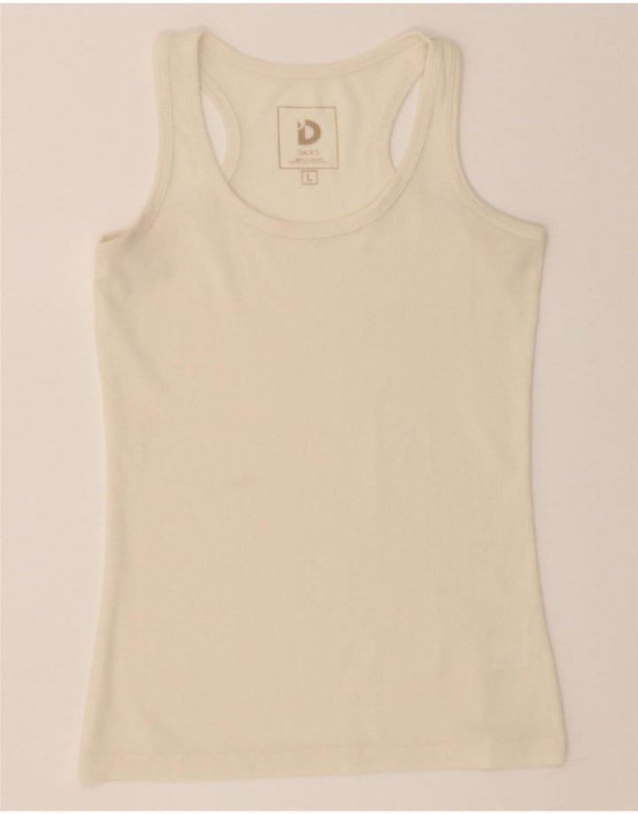 DACK'S Girls Vest Top 13-14 Years Large  Off White Polyester Vintage Dack's and Second-Hand Dack's from Messina Hembry 