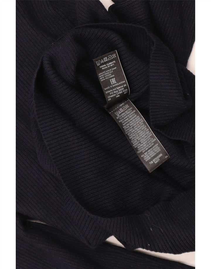 Maglione maglione a collo alto da donna Marks & Spencer UK 12 medio blu navy