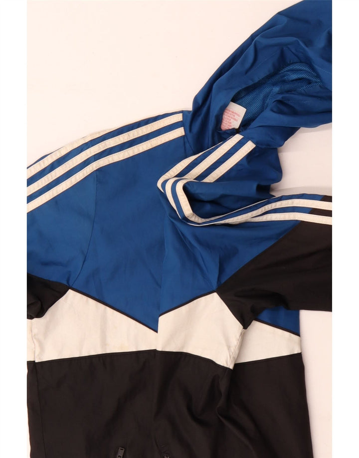 Giacca antipioggia con cappuccio Adidas da ragazzo 13-14 anni in poliestere color block blu
