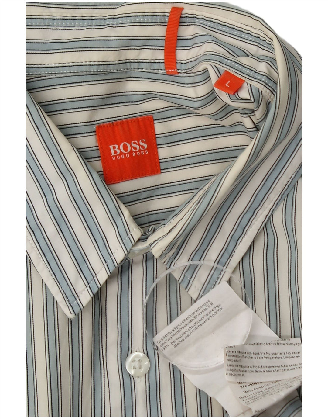 Camicia da ragazzo Hugo Boss 15-16 anni Cotone a righe grandi blu