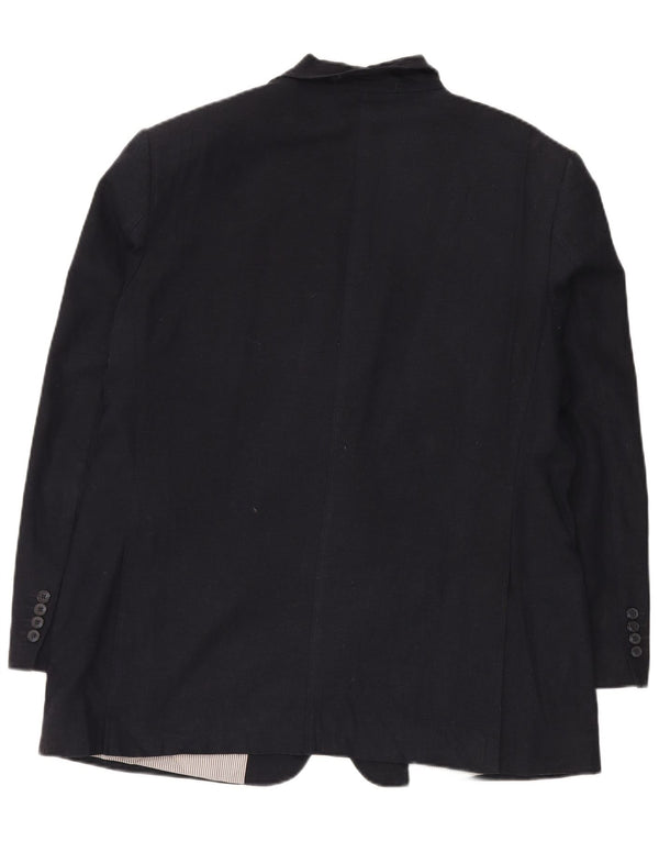 Giacca blazer a 2 bottoni da uomo Marks & Spencer UK 44 XL Lino blu navy