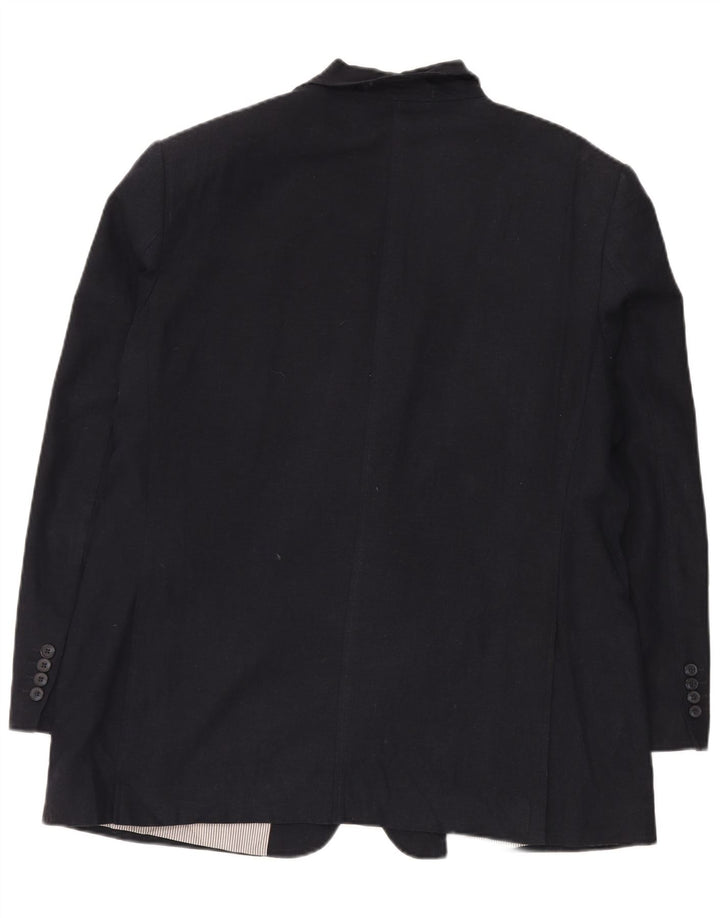 Giacca blazer a 2 bottoni da uomo Marks & Spencer UK 44 XL Lino blu navy