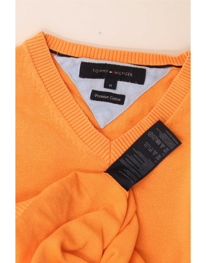 Maglione maglione con scollo a V da uomo Tommy Hilfiger cotone arancione medio