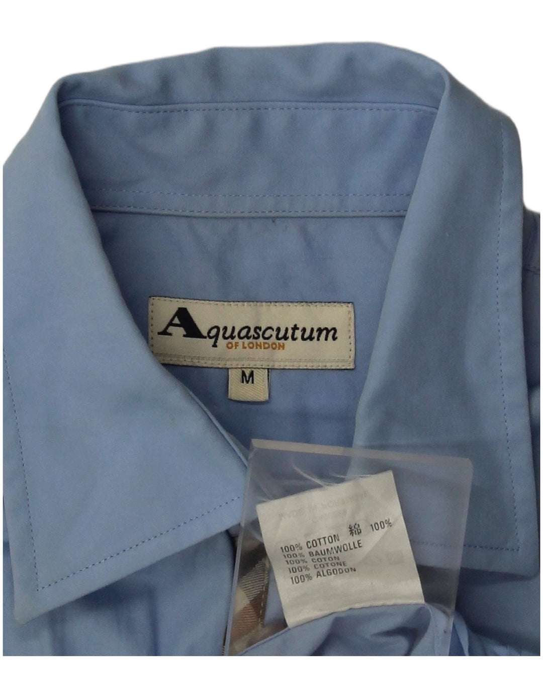 Camicia a maniche corte da uomo Aquascutum in cotone blu medio