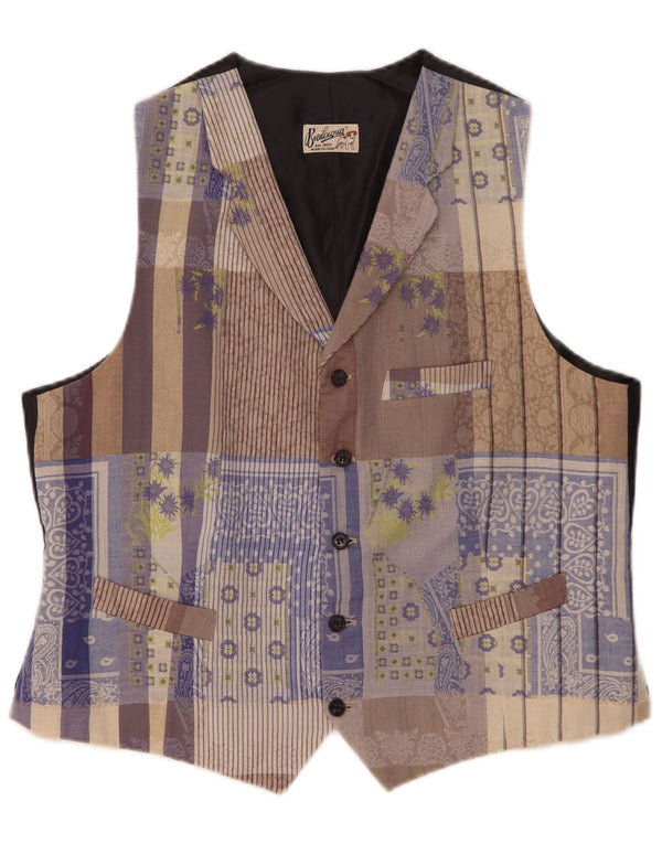 Gilet vintage da uomo XL in cotone patchwork multicolore