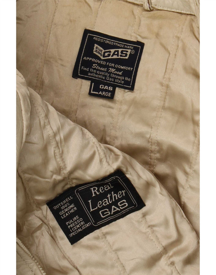 Giacca da pilota in pelle da uomo Gas UK 40 Large Beige Colourblock