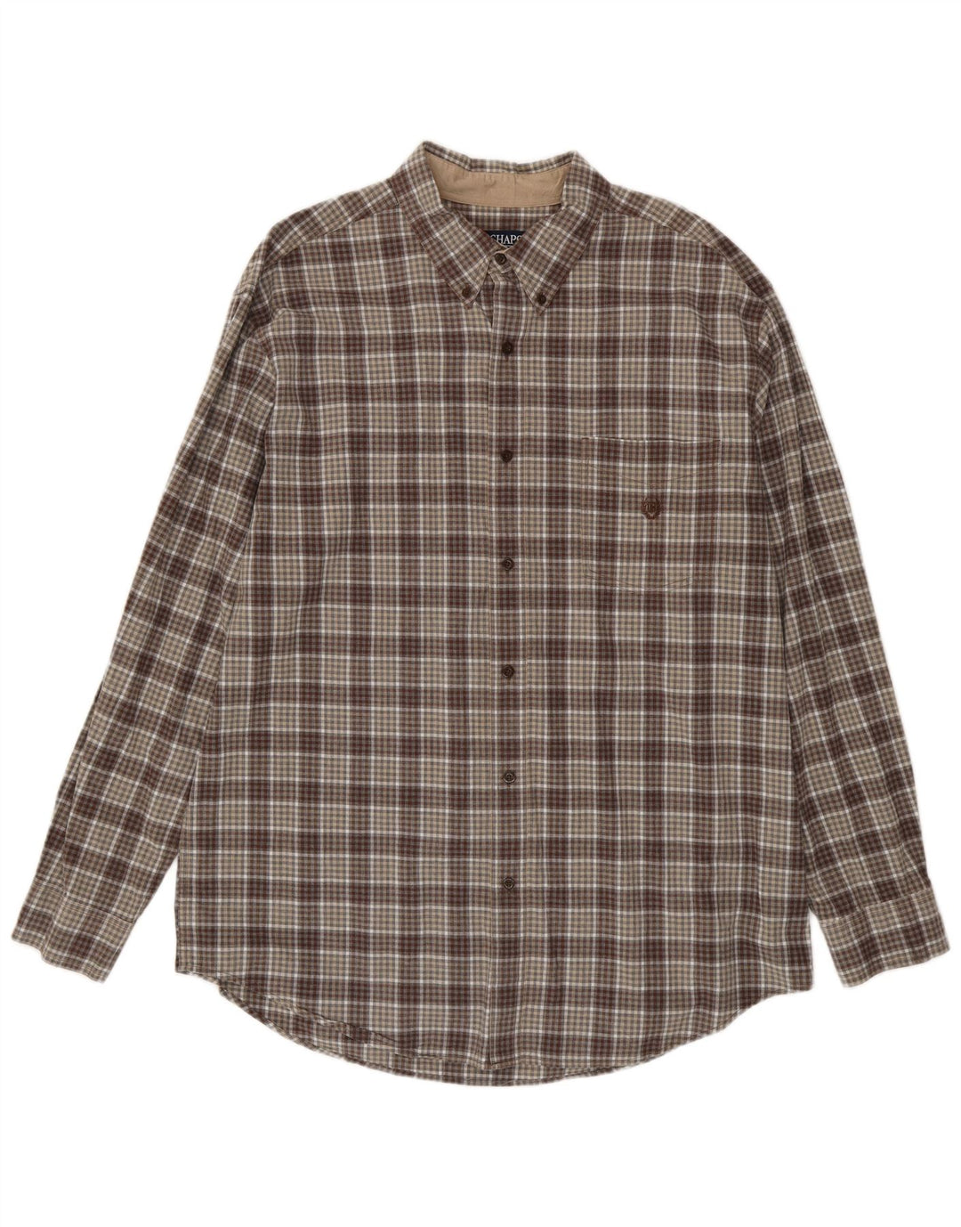 Camicia da uomo Chaps XL in cotone a quadri marrone