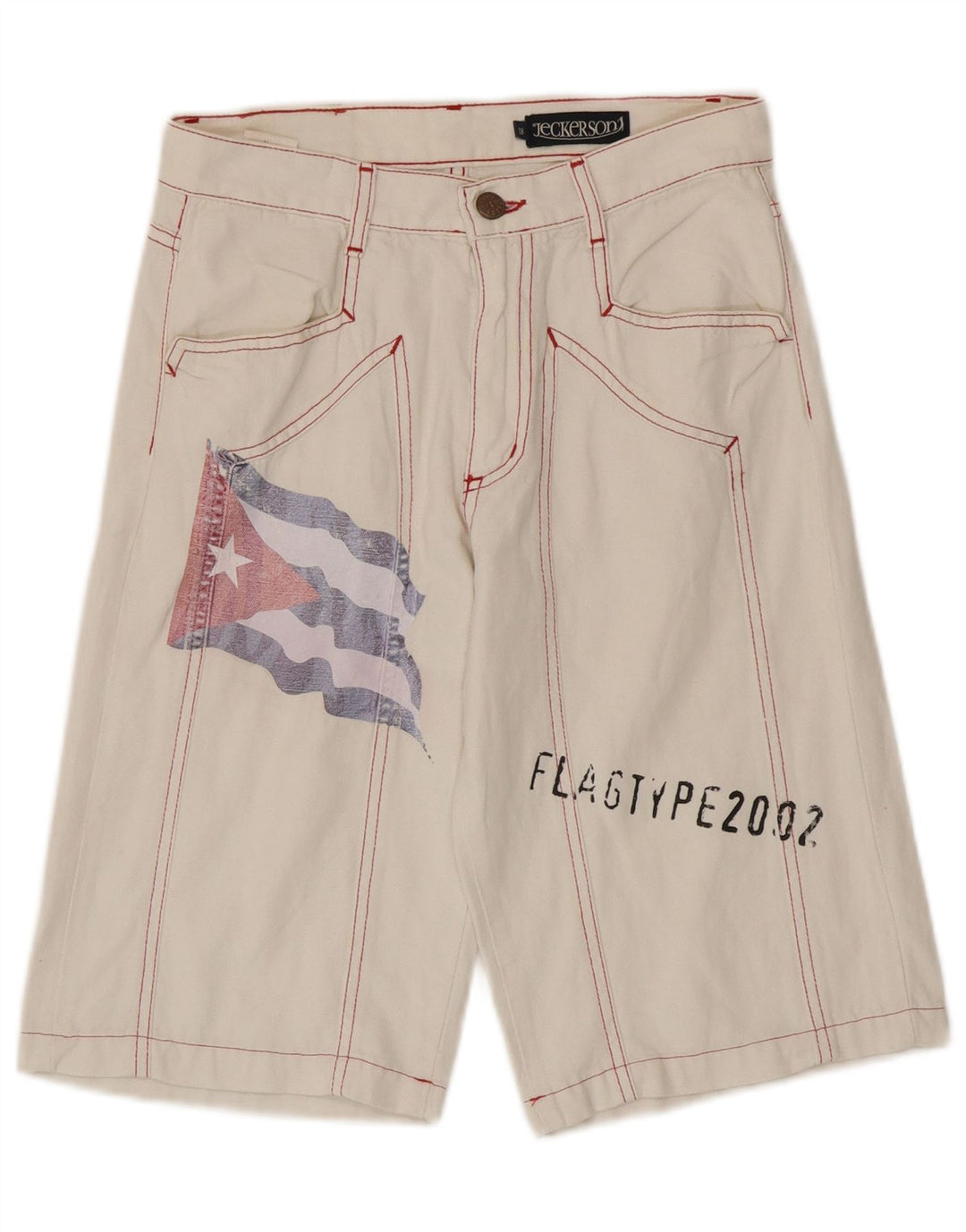 Pantaloncini Bermuda grafici da uomo Jeckerson W28 piccoli in cotone bianco