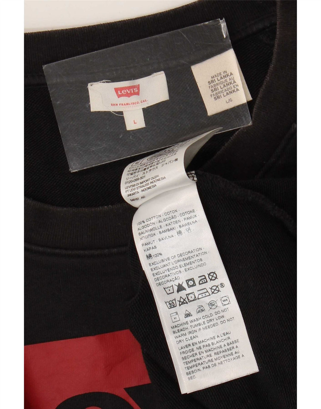 Felpa grafica da donna Levi's UK 16 grande cotone nero