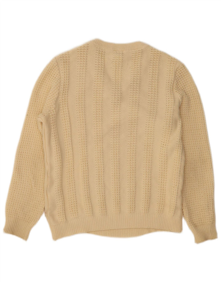 Maglione maglione con scollo a V da donna Mona UK 12 Cotone beige medio
