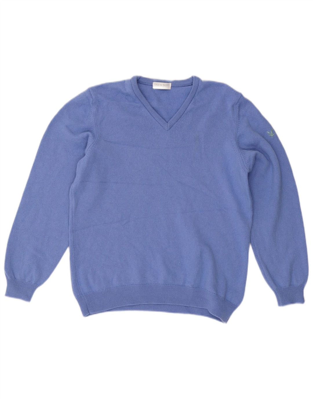 Maglione da golf con scollo a V da donna LYLE & SCOTT UK 16 Large Blue Wool