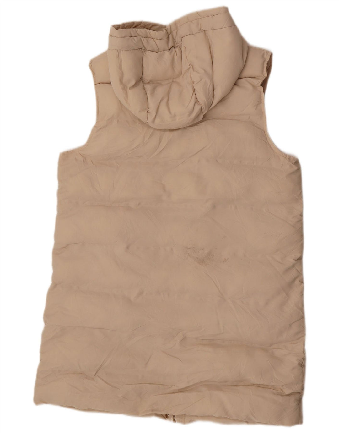 Cappotto imbottito senza maniche con cappuccio da donna Zara UK 16 grande poliestere beige