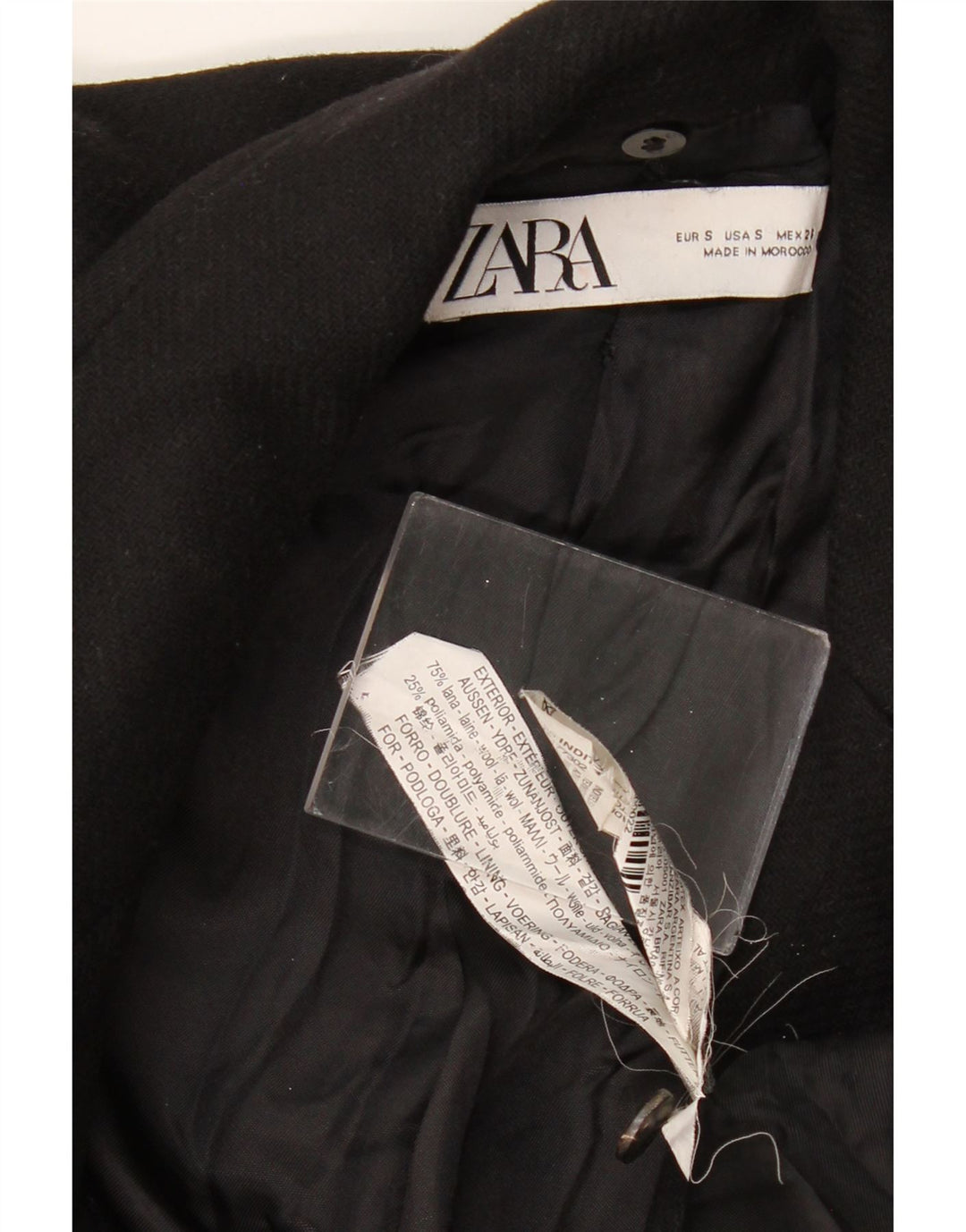 Cappotto ZARA Donna UK 10 Small Nero Lana