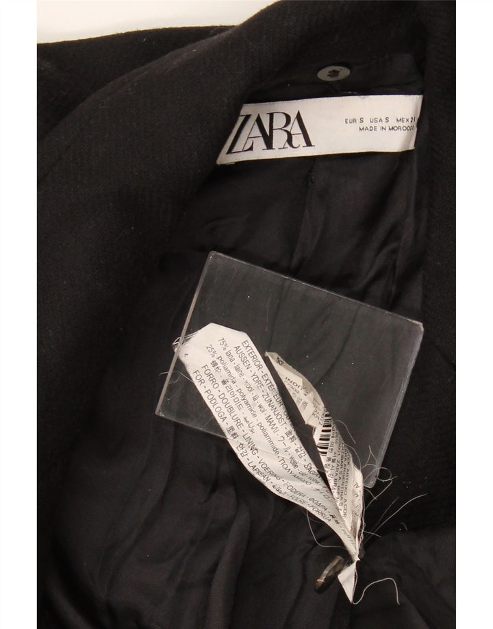 Cappotto ZARA Donna UK 10 Small Nero Lana