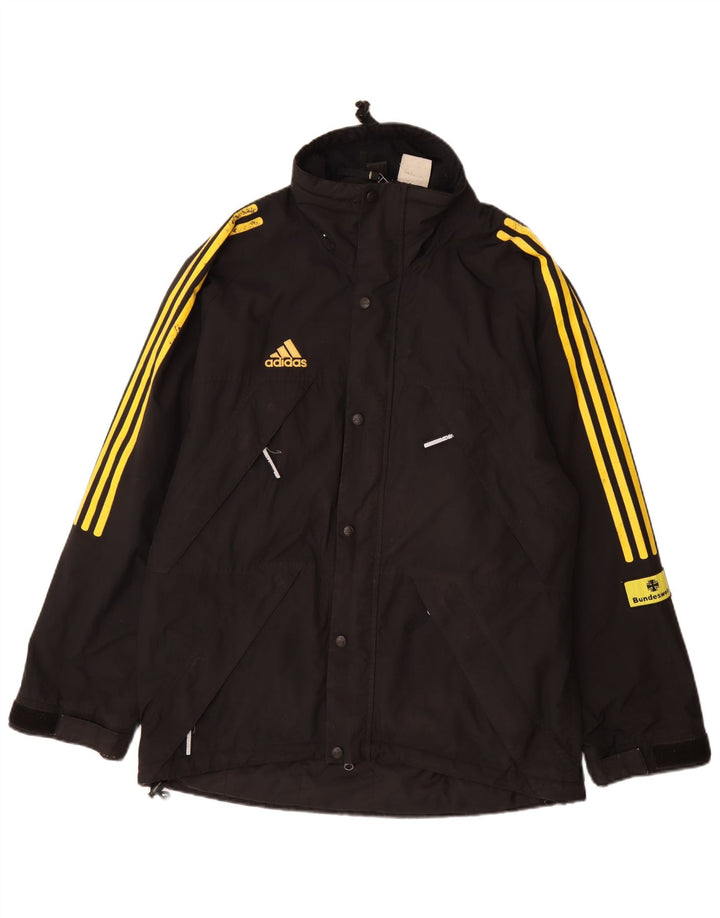 Giacca a vento con cappuccio da uomo Adidas UK 40/42 media nera in poliammide