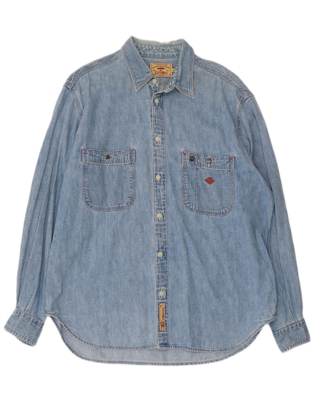COTTON BELT Camicia da uomo in denim grande in cotone blu