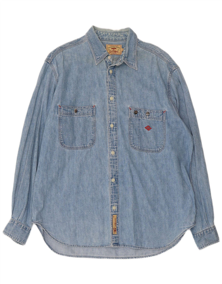 COTTON BELT Camicia da uomo in denim grande in cotone blu