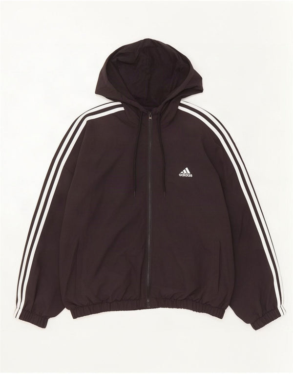 Giacca da ginnastica oversize con cappuccio da donna Adidas UK 20/22 XL nylon nero