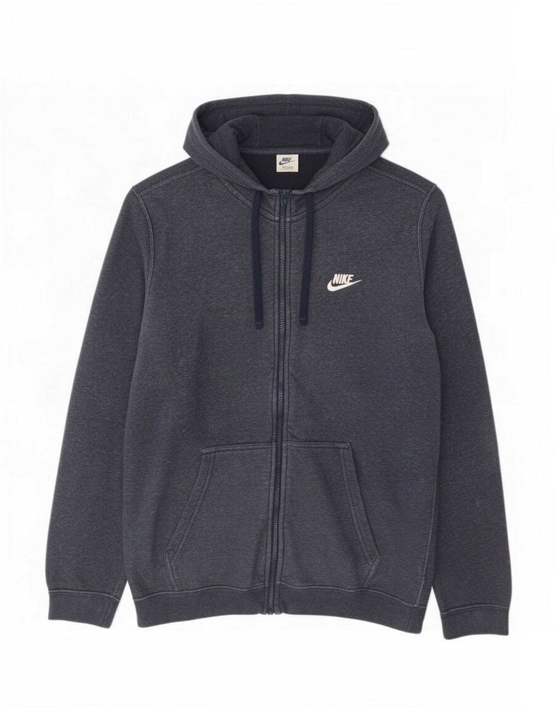 Felpa con cappuccio e zip da uomo Nike in cotone blu navy medio