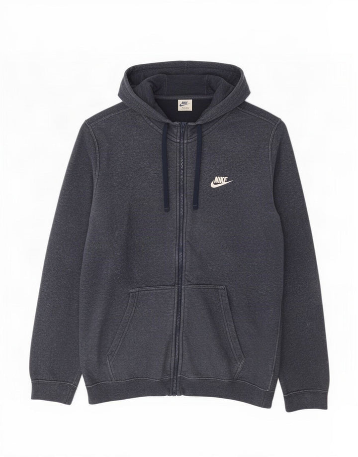 Felpa con cappuccio e zip da uomo Nike in cotone blu navy medio