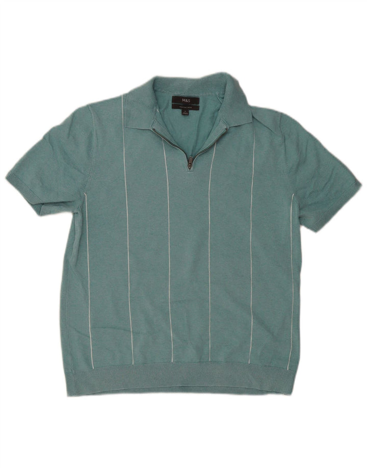 Polo da uomo a maniche corte Marks & Spencer a righe turchesi medie