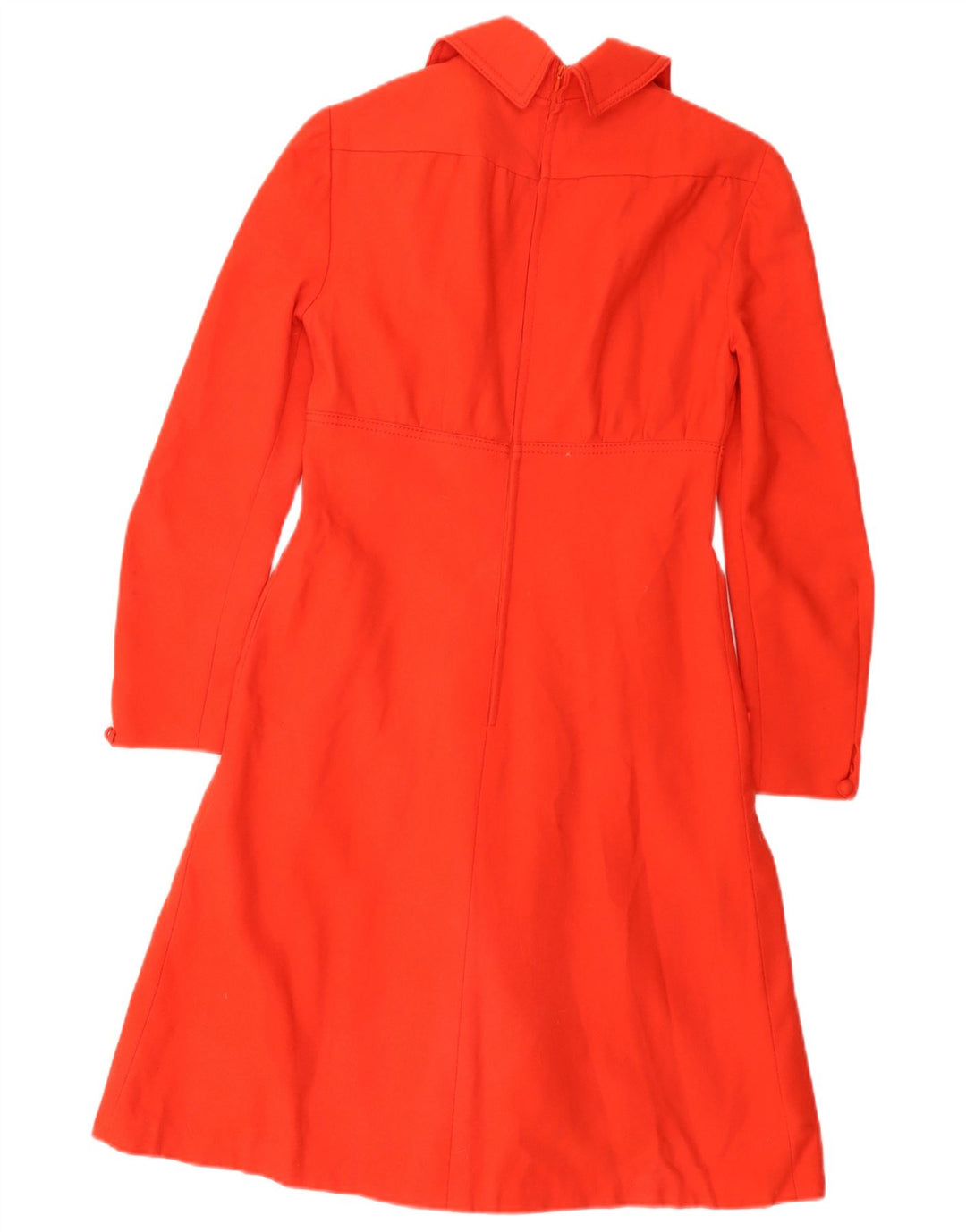 Abito a trapezio a maniche lunghe da donna VINTAGE EU 38 Lana vergine rosso medio