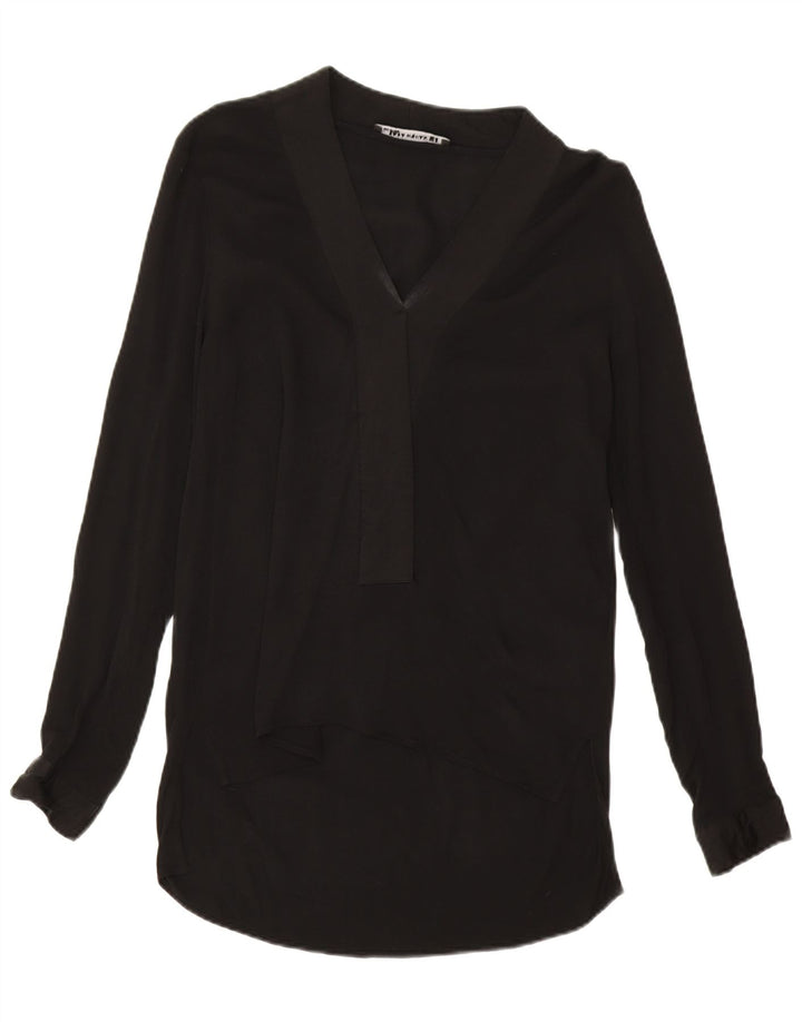 Camicetta a maniche lunghe da donna Zara UK 14 viscosa nera media