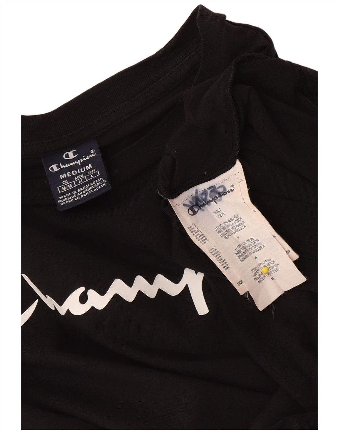 Champion Top grafico da uomo a maniche lunghe in cotone nero medio