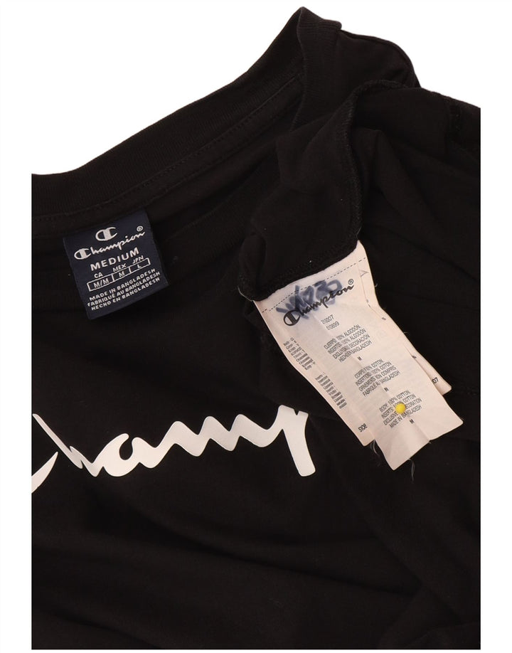 Champion Top grafico da uomo a maniche lunghe in cotone nero medio