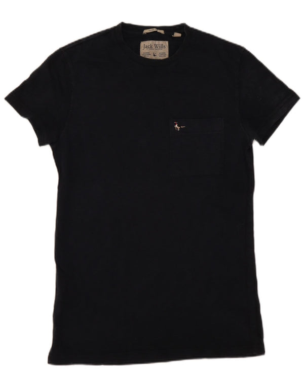 JACK WILLS T-shirt da uomo slim fit XS in cotone blu navy