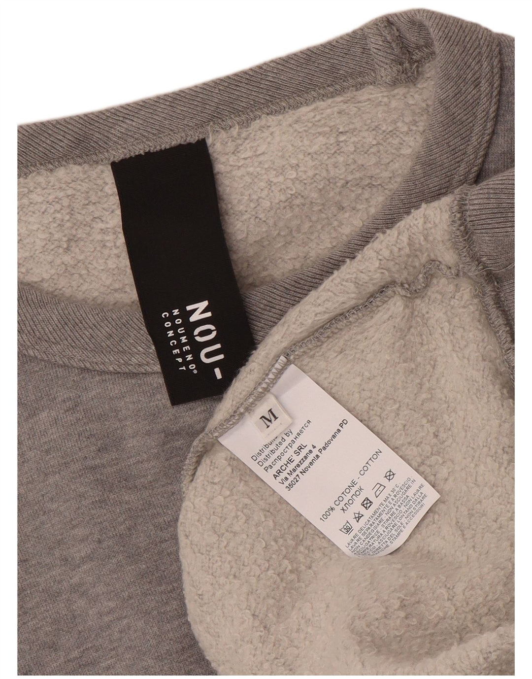 NOUMENO CONCEPT Felpa grafica da uomo Maglione cotone grigio medio