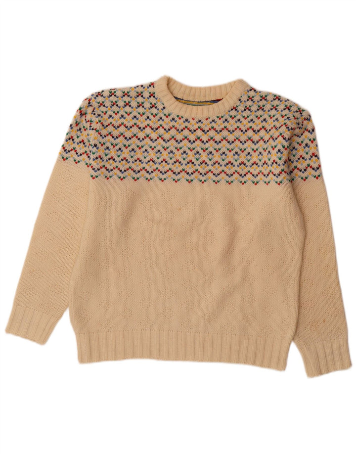 Maglione maglione girocollo da uomo vintage medio bianco sporco Fair Isle