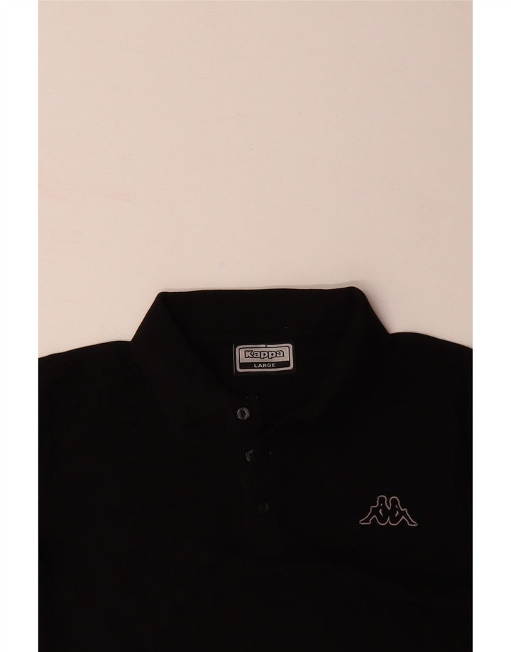 KAPPA Mens Polo Shirt Large Black Cotton