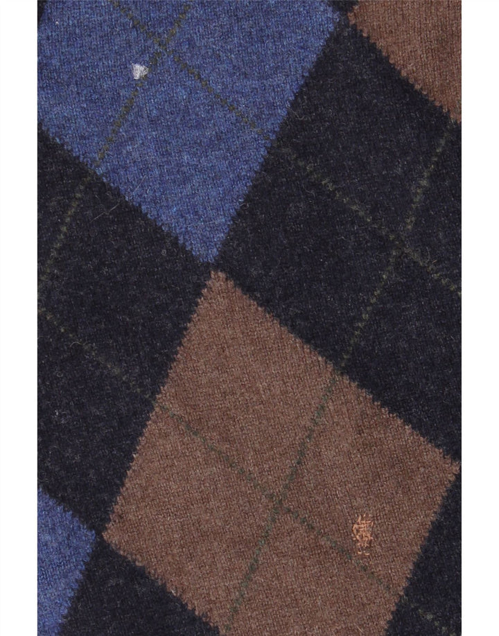 WILLIAM LOCKIE Canottiera da uomo IT 52 Large Blu Navy in lana d'agnello