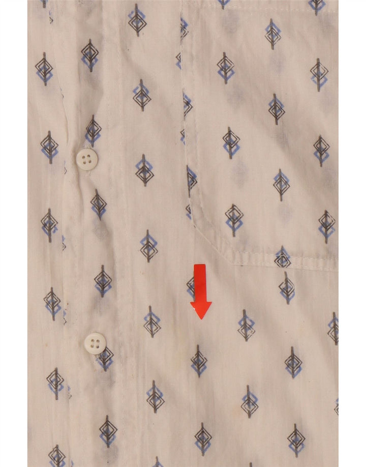 VINTAGE Mens Abstract Pattern Short Sleeve Shirt Large White Cotton Vintage Vintage and Second-Hand Vintage from Messina Hembry 