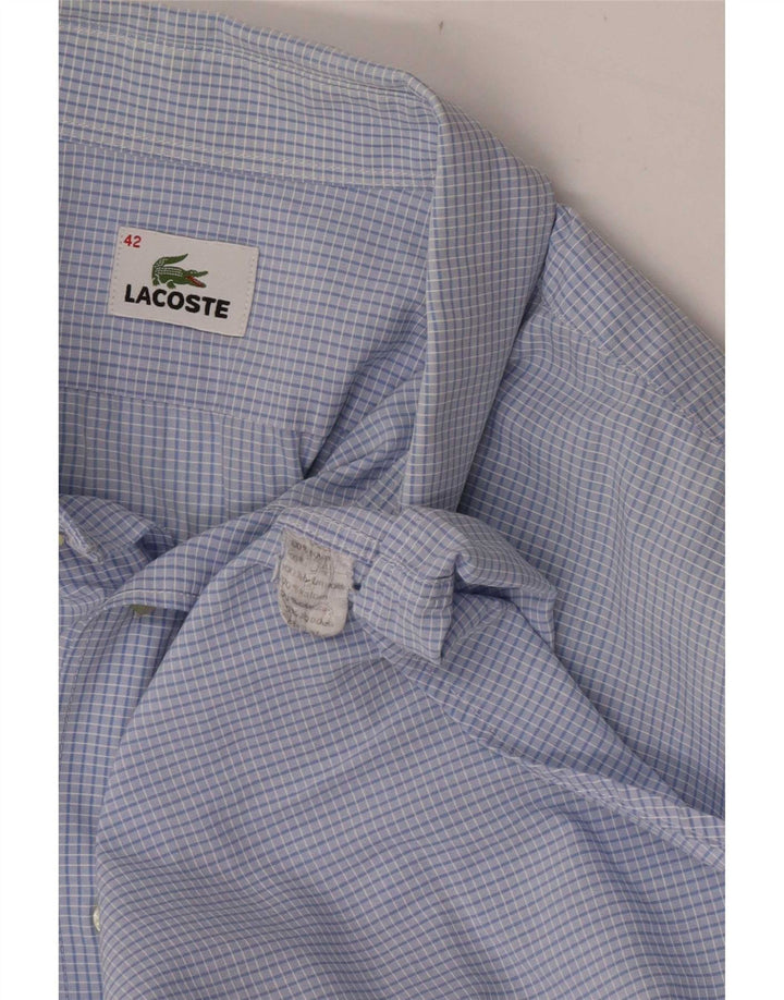 Camicia a maniche corte da uomo Lacoste taglia 42 grande cotone a quadri blu