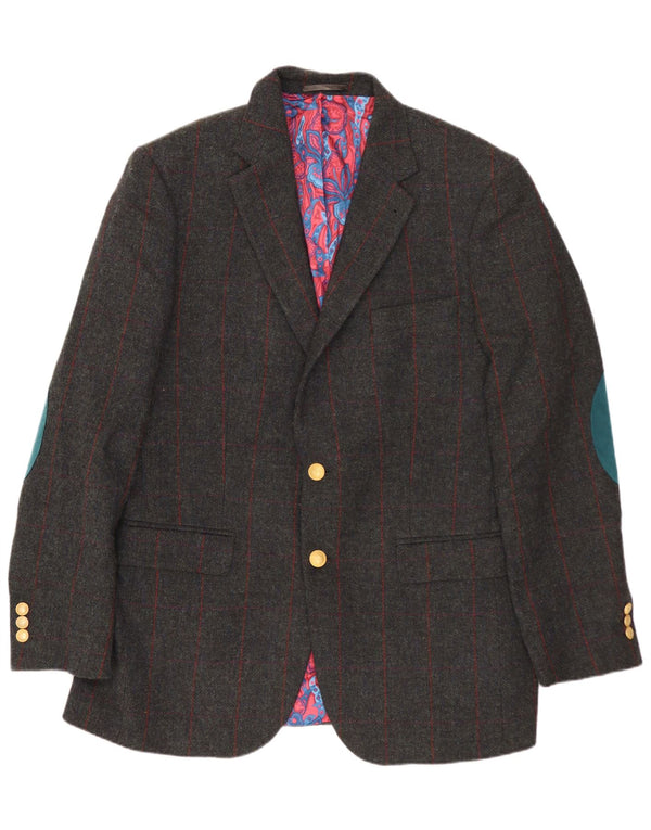 Giacca blazer da uomo a 2 bottoni W.BILL IT 52 XL in lana a quadri grigia