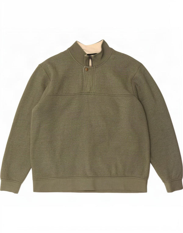 Felpa da uomo con collo con zip Orvis, maglione XL, cotone kaki