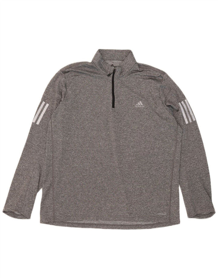 Adidas Uomo Aeroready Zip Neck Pullover Tuta Top XL Grigio chiazzato